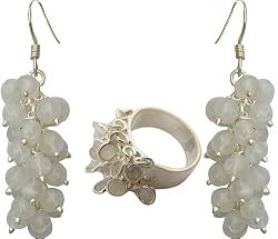 Earrings and Ring Set Silver Rainbow Jewelry (ers046)