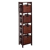 Espresso Narrow Shelf with 4 Wire Baskets by Winsome