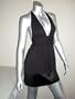 Alice + Olivia Rayon Halter Ruched Baby-doll Tunic Top, Black and White, XS
