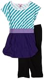 Fang Girls 7-16 Color Block Elastic Waist Short Tunic With Legging