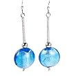 Silver Foil Murano Glass Bead Earrings - Serena Blue/Silver