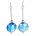 Silver Foil Murano Glass Bead Earrings - Serena Blue/Silver