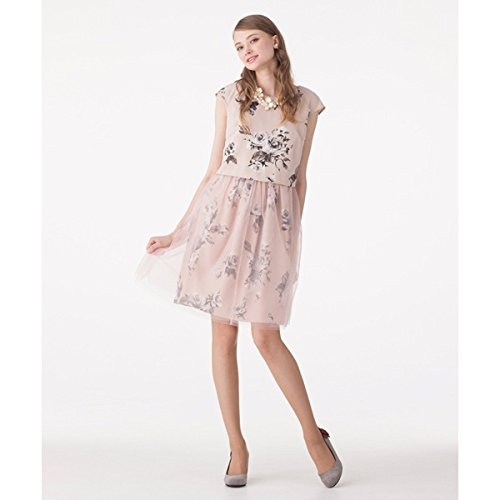ローズティアラ（Rose Tiara） 全2色【S・38】チュールスカートで2WAYに☆二重織ローズプリントワンピース