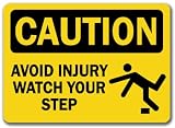 Caution Sign - Avoid Injury Watch Your Step with Graphic - 10 x 14 OSHA Safety Sign