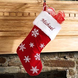 Red Velvet Personalized Snowflake Christmas Stockings