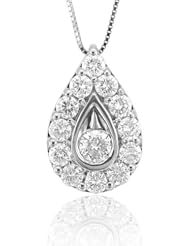 14k White Gold Tear Drop Diamond Pendant Necklace (GH, I1-I2, 1.05 carat)