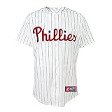 MLB Men's Philadelphia Phillies Roy Oswalt White/Scarlet Pinstrp Short Sleeve 6 Button Synthetic Replica Baseball Jersey Big & Tall Spring 2012  (White/Scarlet Pinstrp, XXXX-Large)