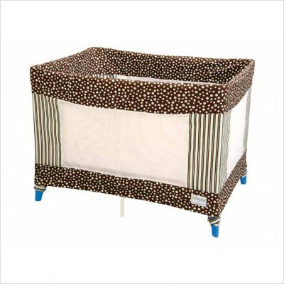 Coverplay Wilma Play Yard Slipcover - Brown with Pink Dots