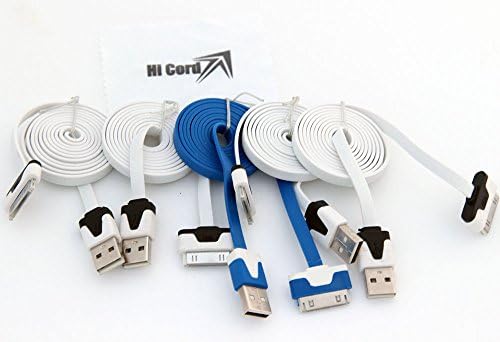 Prowireless® Flat Noodle 30 Pin iPhone 3GS iPhone 4/4S iPod Sync Charger Data Transfer USB 2.0 Mix Color 3ft For iPod 5th iPod Classic iPod Nano 1st 2nd 3rd 4th 5th 6th iPod Touch 1st 2nd 3rd 4th (5Pcs Mix 2 Color)