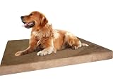 Orthopedic Rate Extra Large Brown Microsuede Waterproof Full Memory Foam Pad Dog Pet Bed 40 inches X 35 inches with 4 inches thick + Free Bonus Cover