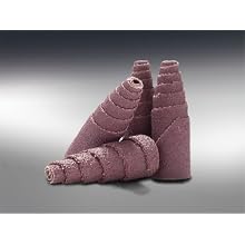 Merit Spiral Abrasive Roll, Full Taper, Aluminum Oxide, 3/16" Arbor, 1/8" Arbor, 3/8" Diameter x 1" Length, Grit 80 (Pack of 100)