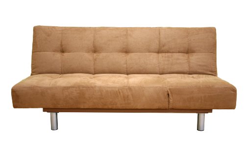 Baxton Studio Domani Brown-Microfiber Convertible Futon Sofa Bed