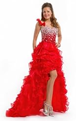 Modest Chiffon/Taffeta/Tulle One Shoulder Lace Crystals Applique Beaded Crystal Cocktail  Dress