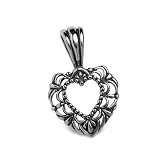 Search : Te Amo Open Filigree Sterling Silver Heart Pendant