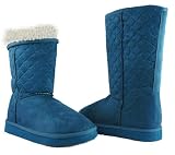Teal Winter Sheepskin Boots Vegan Fleece Women
