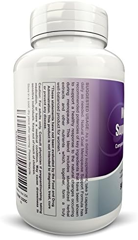 Menopause Support Formula - Complete Menopause Relief and Support Complex - 100% Herbal Menopause Supplements With No Estrogen - Reduces Hot Flashes - Improves Mood, Skin, Libido and Energy Levels - Perimenopause and Post Menopause - 90 Capsules - Lifetime 100% Satisfaction Money Back Guarantee
