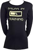 Spoilt Rotten - Mum In Training - Long Sleeve Slogan Maternity Tops BLACK, Medium, M