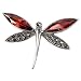STERLING SILVER BROOCH 30X43mm - Marcasite w/Garnet CZ