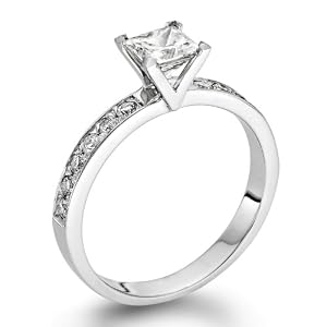 Diamond Engagement Ring 1/2 ct, J Color, VS2 Clarity, Certified, Princess Cut, in 14K Gold / White