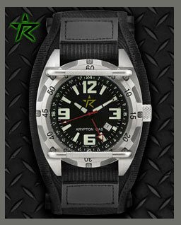 Rogue Warrior Red Cell Silver Velcro Band 200M GMT Watch