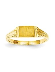 14k Childs Diamond-Cut Signet Ring