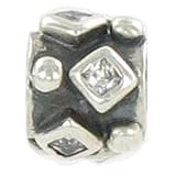 Quiges Sterling Silver Black CZ Bead for Pandora/Troll/Chamilia etc necklaces and bracelets