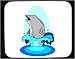 Decorated Mouse Pad with dolphin, jumping, gray, swimming, ocean