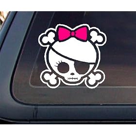 Skull with PINK BOW Car Decal / Sticker