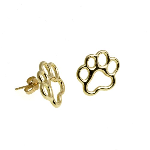 Paw Print Earrings 18k Yellow Gold Paws for Dog Lovers and Cat Lovers By Ashley & Co. Paw Print Jewelry