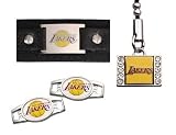 Los Angeles Lakers Leather Cuff Bracelet/Cell Phone Charm/ Shoe Thingz Charm Package