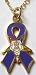 Order of the Eastern Star OES Blue Ribbon Awareness Colon Cancer Child Abuse Pendant Necklace w/chain