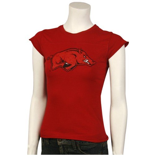Arkansas Razorbacks Cardinal Ladies Team Logo T-shirt