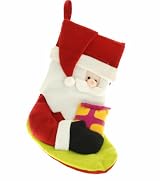 Two's Company Christmas Stocking-red with Santa