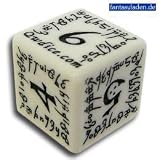 Q-Workshop: 5 Dice Set - Carved Elvish / Elven d6 Dice / Die (White & Black)