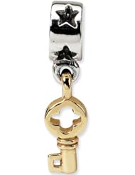 Reflection Beads Silver 14kt Star Ribbon Key Love Dangle