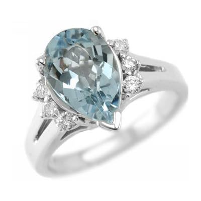 Pear Aquamarine Engagement Ring