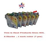 (7 Pcs) High Yield Compatible Epson T077 , (T078) Ink Cartridges Combo with New Chips (2 Blacks and 1 Each Colors) for Stylus Photo R260 , R280, R380 , Rx580, Rx595 , Rx680