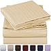 Mellanni Queen Sheets Set - 4 PC Iconic Collection Bedding - Hotel Luxury, Extra Soft, Cooling Bed Sheets - Wrinkle, Fade, Stain Resistant (Queen, Striped Beige)