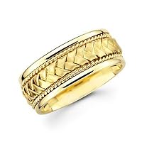 Solid 14k Yellow Gold Mens Braided Rope Design Wedding Ring Band 8MM Size 11