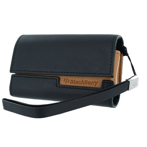Blackberry Horizontal Pouch in Black with Tan Accent for Blackberry Curve 8310 8320 8330 8300 Blackberry 8800 8810 8820 8830