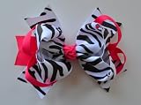 5 Boutique Ring Hair Bow (Black & Pink Zebra)
