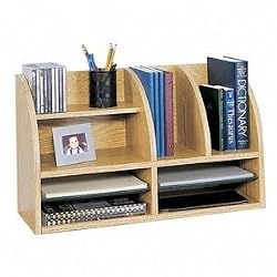 Safco Products Radius Front Eight Compartment Desktop, Medium Oak (9417MO)