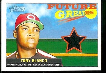 2005 Bowman Heritage Future Greatness Game Jersey Tony Blanco Cincinnati Reds Baseball Card - Mint Condition - Shipped In Protective ScrewDown Case!