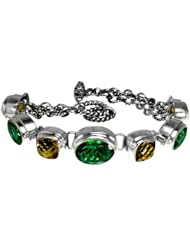 Sterling Silver Emerald Quartz and Citrine Bracelet from Bali