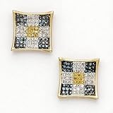 Solid 14K Yellow Gold Micro Pave .33 Carat Checkerboard Genuine Diamond Earrings
