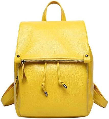 Kingchan Girl's Flip-Cover Synthetic Leathe Backpack, Schoolbag,Yellow