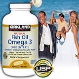 Kirkland Signature Natural Fish Oil Concentrate with Omega-3 Fatty Acids - 400 Softgels