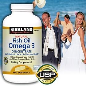 Kirkland Signature Natural Fish Oil Concentrate with Omega-3 Fatty Acids-400 Softgels