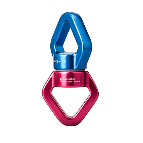 Teroys® Aluminum Alloy Climbing Swivel 360° Rotator, Safety Rotational Device Hanging Accessory, Swing Spinner Holds Up 2500+Lbs, The Smoothest, Safest Swing Swivel For Rope Climbing Hammock(Red-Blue)