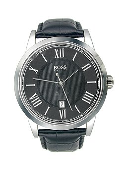 Hugo Boss Boss Black Leather Strap Black Dial Men's watch #1512429